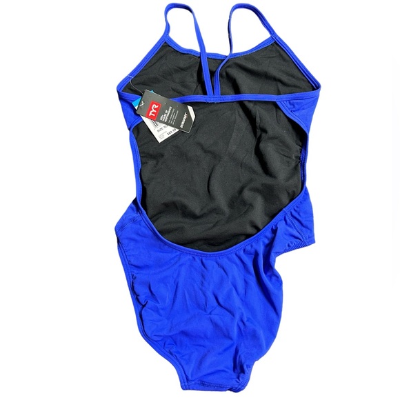 TYR DURAFAST women’s solid blue cut out fit swim training swimsuit size S/30 NWT - Picture 3 of 5